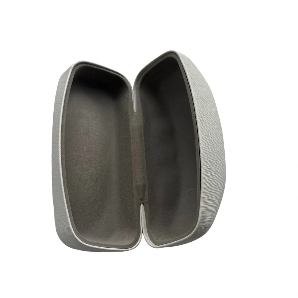Michael Kors White Leather Hard Clam Shell Dome Sunglasses Case With Silver Logo